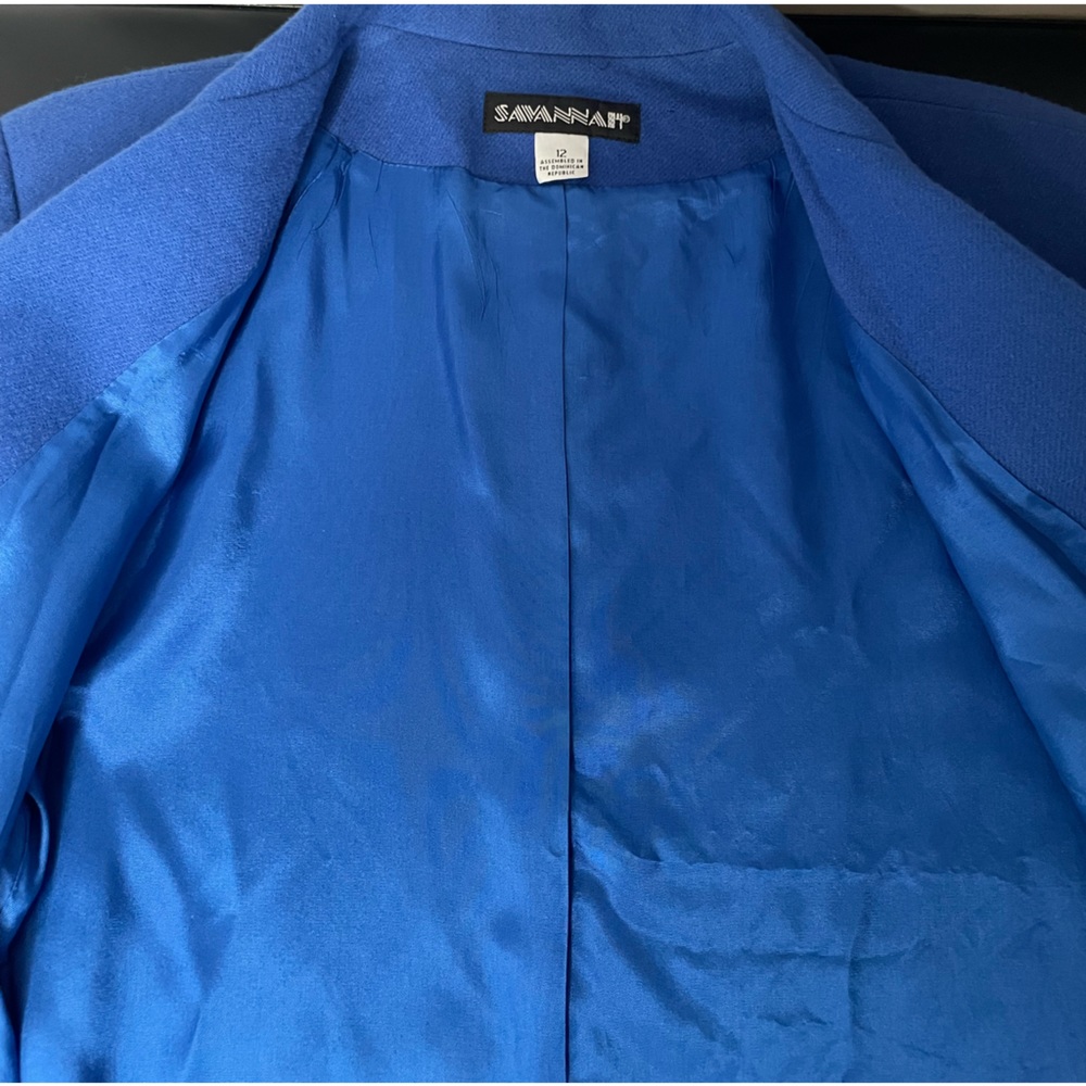 Savannah Wool Royal Blue One Button Blazer Sz 12 - Picture 7 of 10